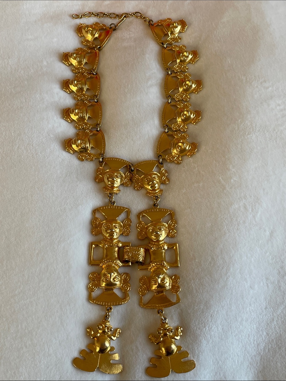 Vintage Kenneth Jay Lane Gold Plated Statement Tribal Mayan Necklace - Picture 13 of 13